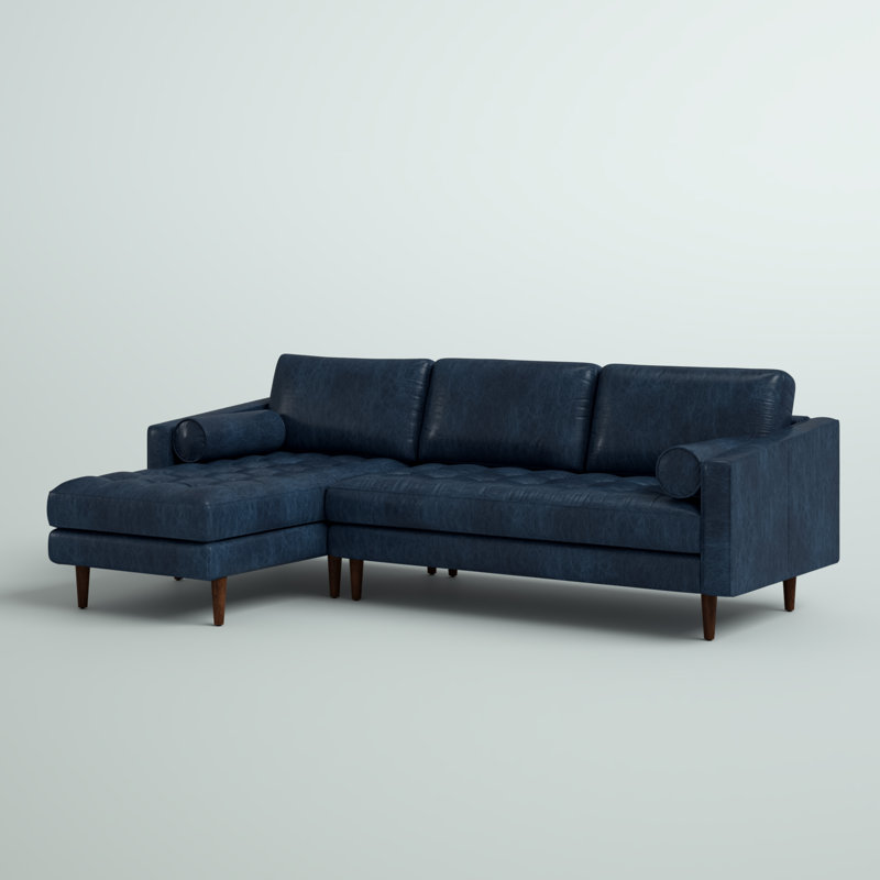 Steelside™ Bismarck 2 Piece Leather Sectional & Reviews Wayfair